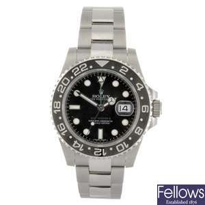 (400005-1-A) A stainless steel automatic gentleman's Rolex GMT-Master II bracelet watch.