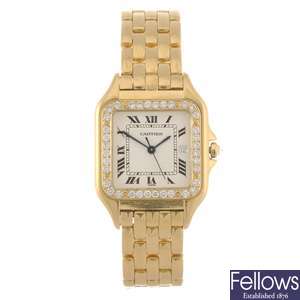 (527973-1-A) An 18k gold quartz gentleman's Panthere bracelet watch.