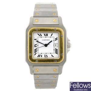 (528270-1-A) A bi-metal automatic gentleman's Santos bracelet watch.
