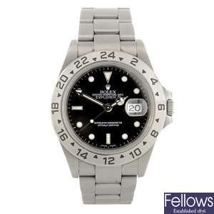 (528649-1-A) A stainless steel automatic gentleman's Rolex Explorer II bracelet watch.