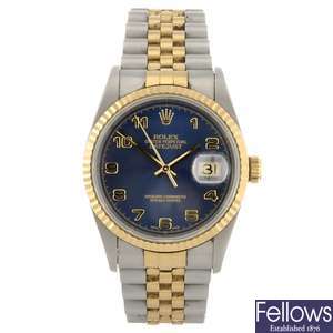 (529129-1-A) A bi-metal automatic gentleman's Rolex Datejust bracelet watch.