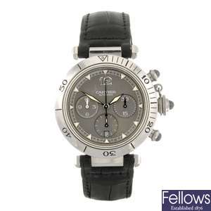 (526482-1-A) A stainless steel automatic chronograph gentleman's Cartier Pasha wrist watch.