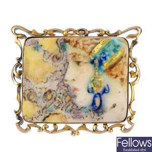 An early 20th century Russian ceramic brooch.