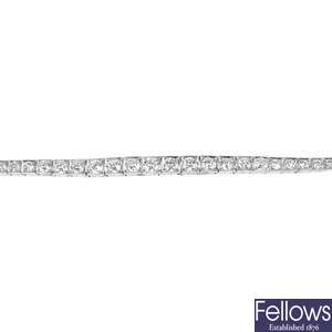 A 1920s platinum diamond line bracelet.