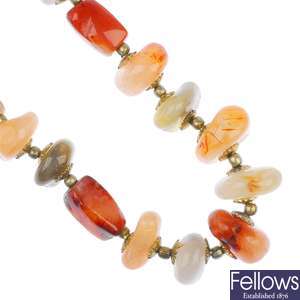 A selection of agate jewellery.