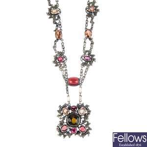An early/mid 20th century Austro-Hungarian tourmaline, garnet and zircon necklace.