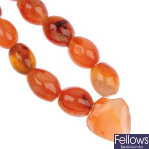 A selection of three agate necklaces.