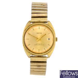 A gold plated automatic gentleman's Smiths bracelet watch.