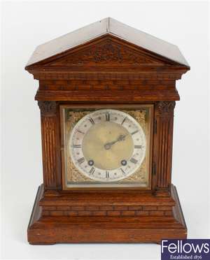 An oak cased bracket clock by Winterhalder