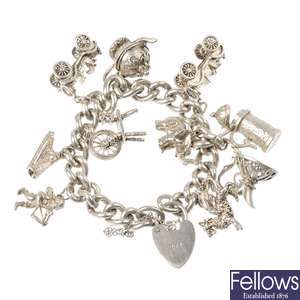 Three charm bracelets. Total weight 155gms.