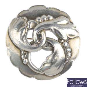  GEORG JENSEN - a silver floral brooch.