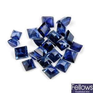 A selection of square-shape sapphires.