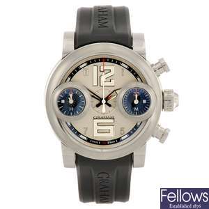 A stainless steel automatic chronograph gentleman's Graham Swordfish wrist watch.