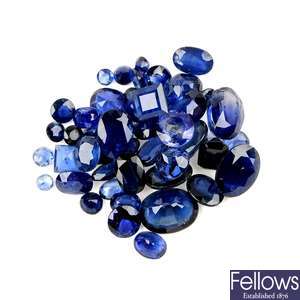 A selection of sapphires, paste and other gemstones.
