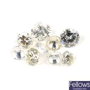 A selection of brilliant-cut diamonds.