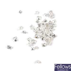 A selection of square-shape diamonds.