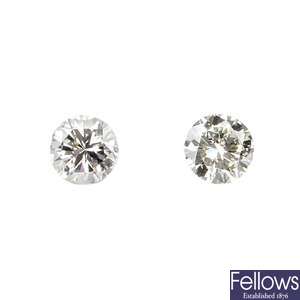 Two brilliant-cut diamonds, weighing 0.29 and 0.25ct. 