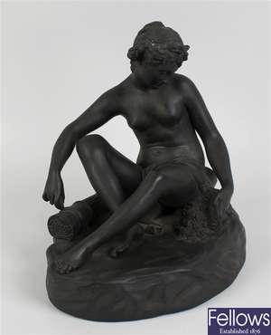 A 19th century Wedgwood black basalt figure of Diana the huntress