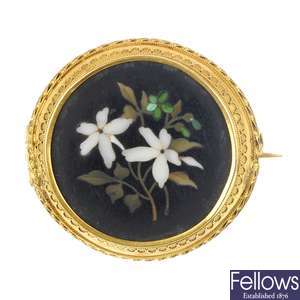 A selection of three late 19th century pietra dura brooches.