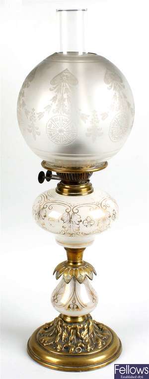 A Victorian paraffin lamp
