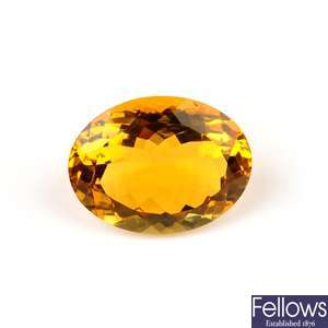 An oval-shape citrine, weighing 41.12cts.