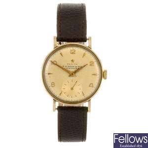 A 9ct gold manual wind gentleman's Zenith wrist watch.