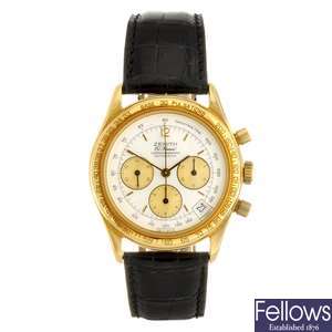 (76027) An 18k gold automatic gentleman's Zenith El Primero wrist watch.