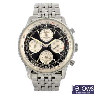 (95569) A stainless steel automatic gentleman's Breitling Navitimer Twin Sixty bracelet watch.