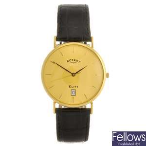 An 18k gold quartz gentleman's Rotary Elite wrist watch.