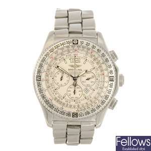 A stainless steel automatic chronograph gentleman's Breitling B-2 bracelet watch.