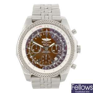 A stainless steel automatic chronograph gentleman's Breitling for Bentley Motors bracelet watch.