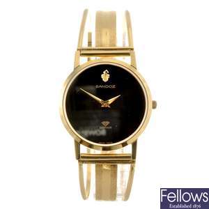 (107208872) A gold plated quartz Sandoz bracelet watch.