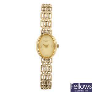 (714010000) A 9ct gold quartz lady's Rotary bracelet watch.