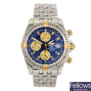 (604011984) A bi-metal automatic gentleman's Breitling Chronomat Evolution bracelet watch.