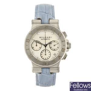 A stainless steel automatic chronograph Bulgari Diagono wrist watch.