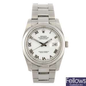 (0052769) A stainless steel automatic gentleman's Rolex Datejust bracelet watch.