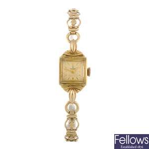 A 9ct gold manual wind lady's Tudor bracelet watch.