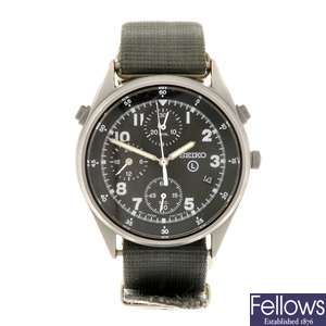 A stainless steel quartz chronograph gentleman's Seiko wrist watch.