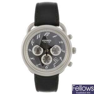 A stainless steel automatic chronograph gentleman's Hermes Arceau wrist watch.