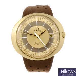 A gold plated automatic gentleman's Omega Dynamic wrist watch.