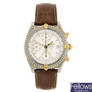 A stainless steel automatic gentleman's Breitling Chronomat wrist watch.