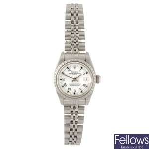 A stainless steel automatic lady's Rolex Date bracelet watch.