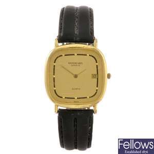 A gold plated quartz gentleman's Raymond Weil wrist watch.