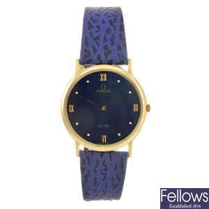 An 18k gold quartz gentleman's Omega De Ville wrist watch.
