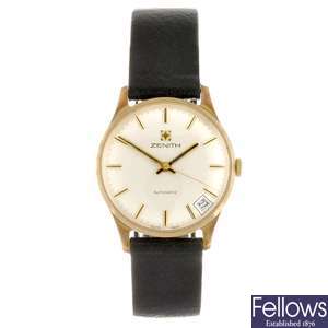 A 9ct gold automatic gentleman's Zenith wrist watch.