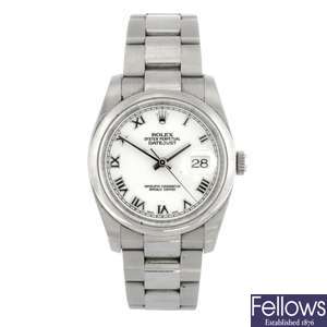 (410020242) A stainless steel automatic gentleman's Rolex Datejust bracelet watch.