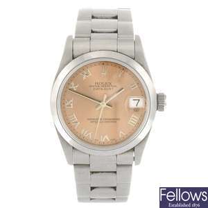 (948000532) A stainless steel automatic mid-size Rolex Oyster Perpetual Datejust bracelet watch.