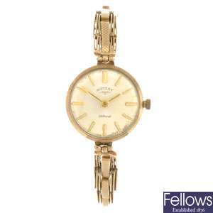 (128937488) A 9ct gold manual wind lady's Rotary bracelet watch.