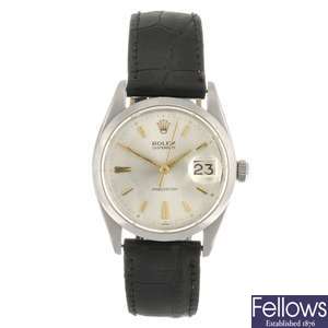 (954000744) A stainless steel manual wind gentleman's Rolex Oysterdate Precision wrist watch.