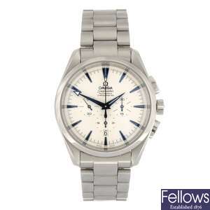 (604012452) A stainless steel automatic gentleman's Omega Seamaster Aqua Terra bracelet watch.